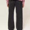 Washed Black Baggy Bootcut Jeans