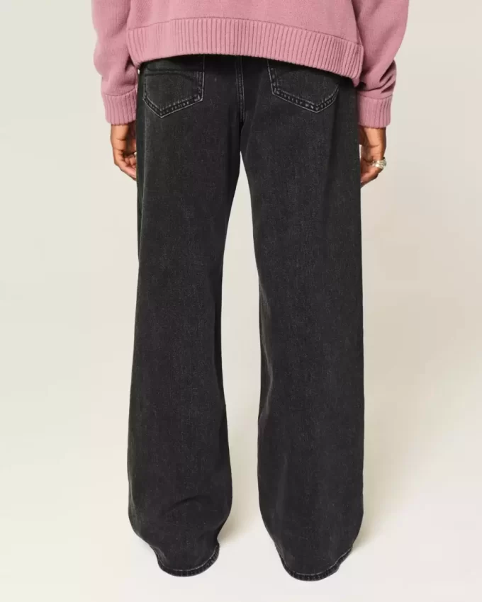Washed Black Baggy Bootcut Jeans