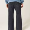 Washed Black Baggy Bootcut Jeans
