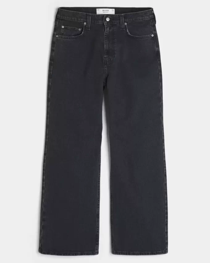 Washed Black Baggy Bootcut Jeans