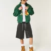 Washed Black Cat Graphic Super Baggy Denim Shorts