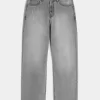 Washed Black Embellished Graphic Baggy Jeans