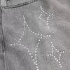 Washed Black Embellished Graphic Baggy Jeans