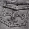 Washed Black Embroidered Baggy Bootcut Jeans
