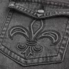 Washed Black Embroidered Baggy Bootcut Jeans