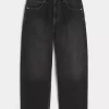 Washed Black Embroidered Snake Skater Baggy Jeans