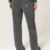Washed Black Logo Graphic Baggy Jeans