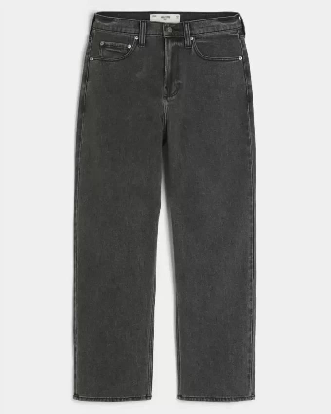 Washed Black Logo Graphic Baggy Jeans