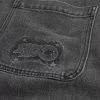 Washed Black Logo Graphic Baggy Jeans