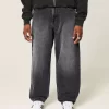Washed Black Logo Graphic Skater Baggy Jeans