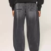 Washed Black Logo Graphic Skater Baggy Jeans