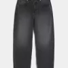 Washed Black Logo Graphic Skater Baggy Jeans