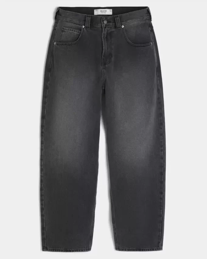 Washed Black Logo Graphic Skater Baggy Jeans