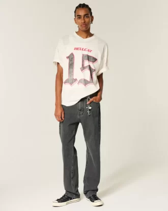 Washed Black Loose Jeans