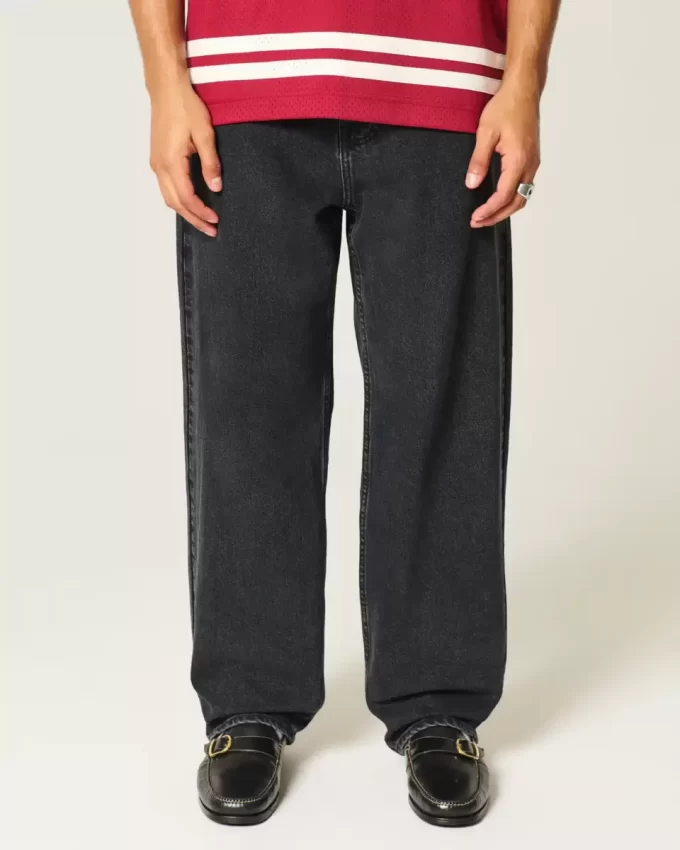 Washed Black Skater Baggy Jeans