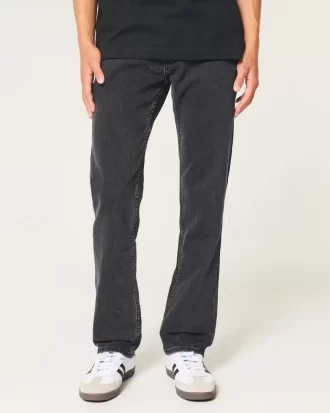 Washed Black Slim Straight Jeans