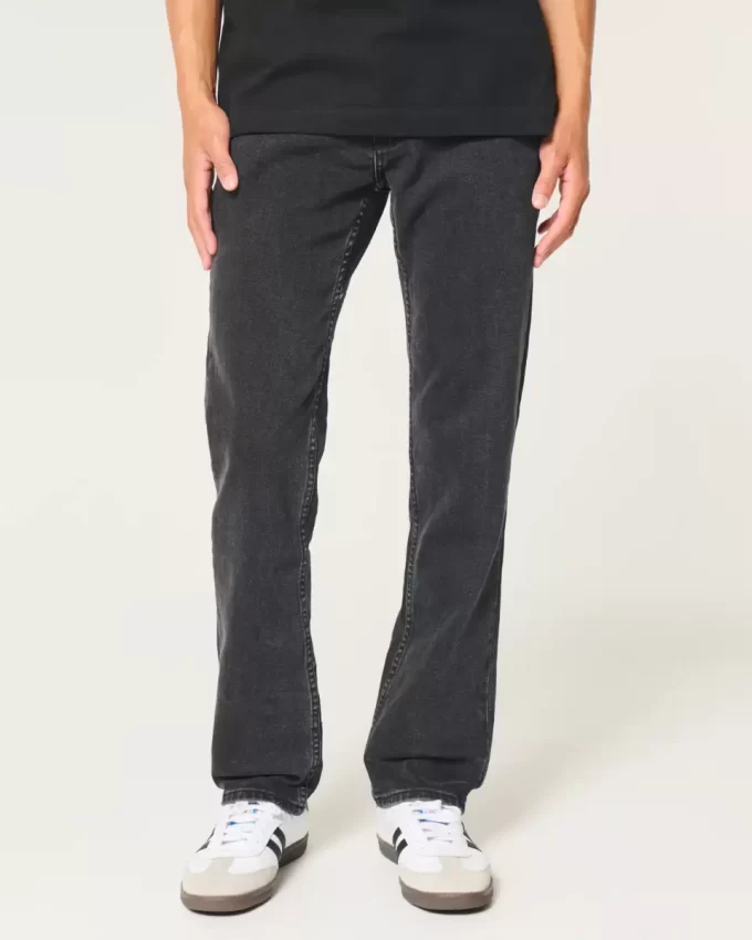 Washed Black Slim Straight Jeans