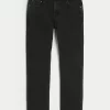 Washed Black Slim Straight Jeans
