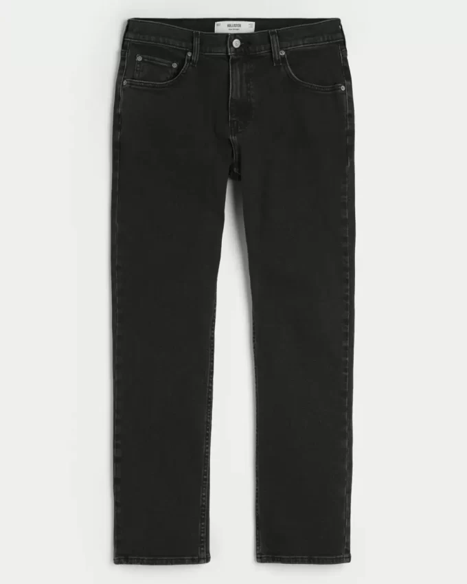 Washed Black Slim Straight Jeans