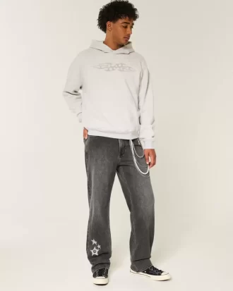 Washed Black Star Graphic Baggy Jeans