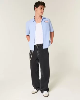 Washed Black Star Graphic Super Baggy Jeans