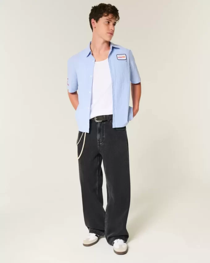 Washed Black Star Graphic Super Baggy Jeans