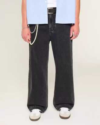 Washed Black Star Graphic Super Baggy Jeans