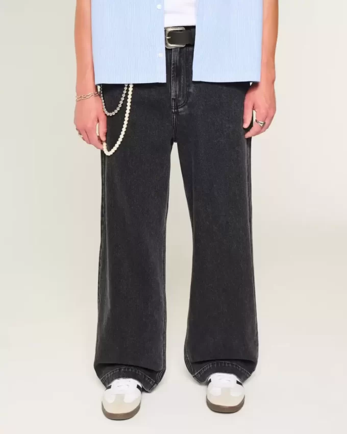 Washed Black Star Graphic Super Baggy Jeans