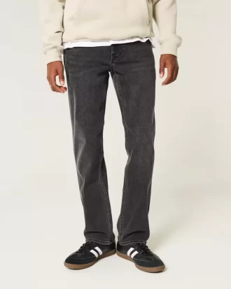Washed Black Straight Jeans