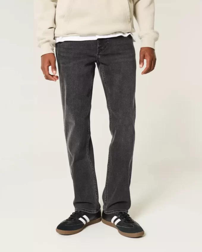 Washed Black Straight Jeans