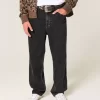 Washed Black Studded Baggy Jeans