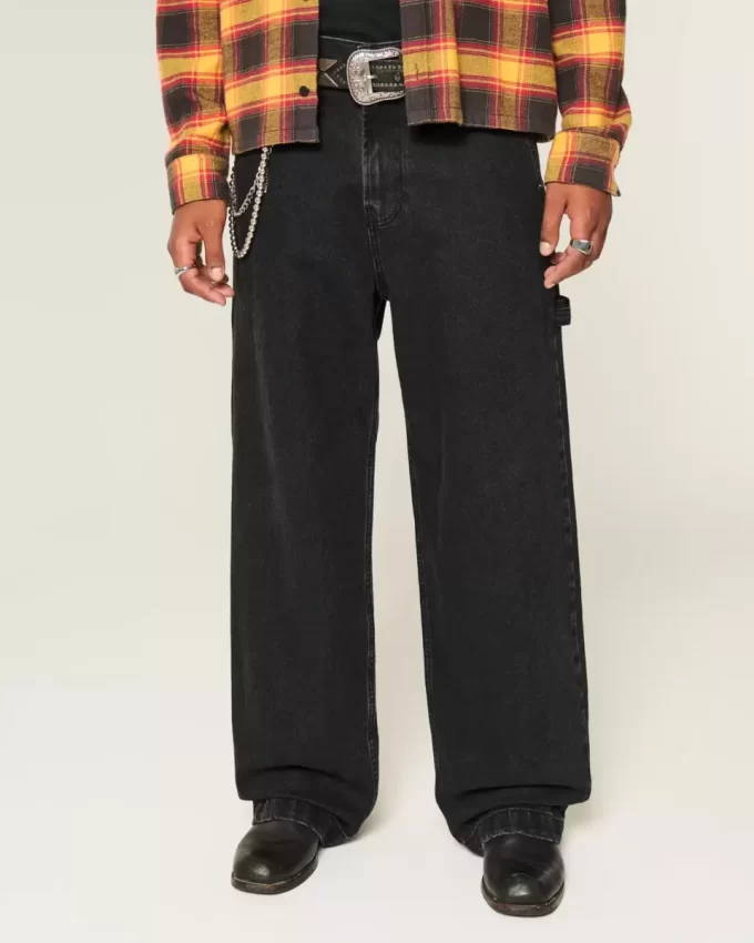 Washed Black Super Baggy Painter Jeans